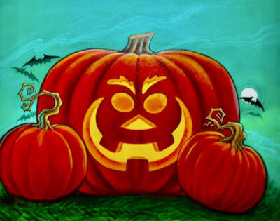 "JACK-O-LANTERN" (ORIGINAL CHILDREN'S BOOK ILLUSTRATION FOR "IF I WERE A HALLOWEEN MONSTER" by Rob Moler