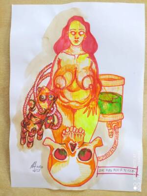 girl with skull 3 by Massimo 