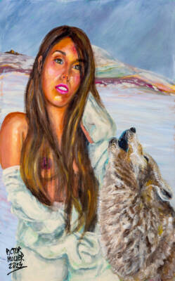 Leina and Her Guardian Wolf by Pictor Mulier