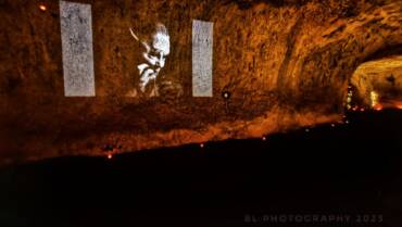 Galleria Astrolabio c/o a roman ancient underground and catacomb. Projection by Matt Lombard