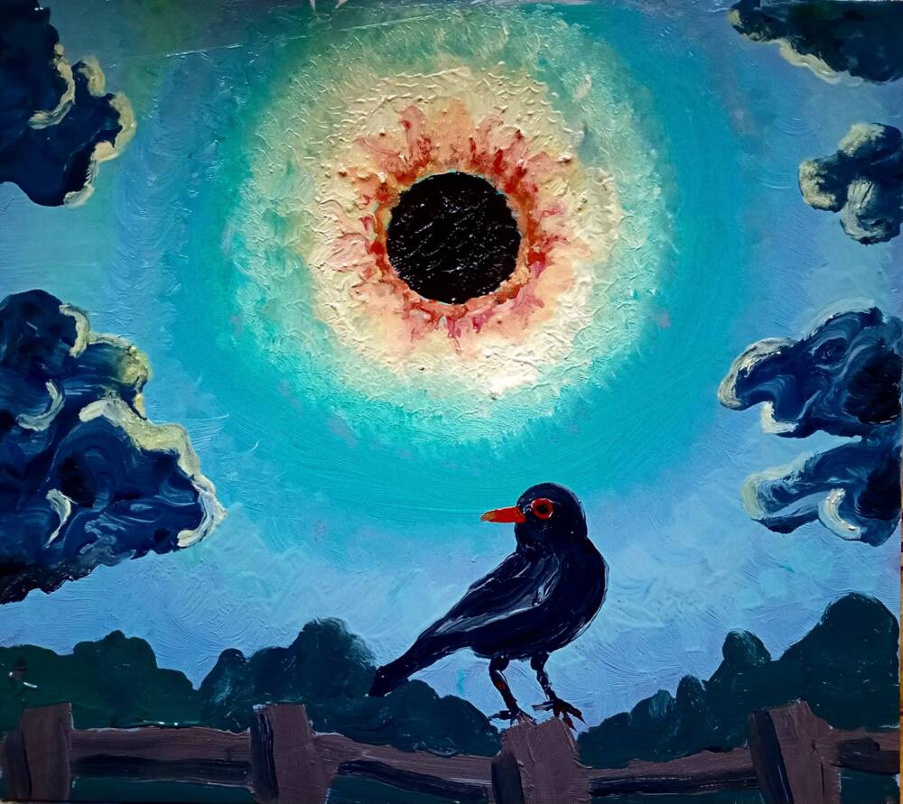Solar Eclipse With Blackbird by Gavin Porter